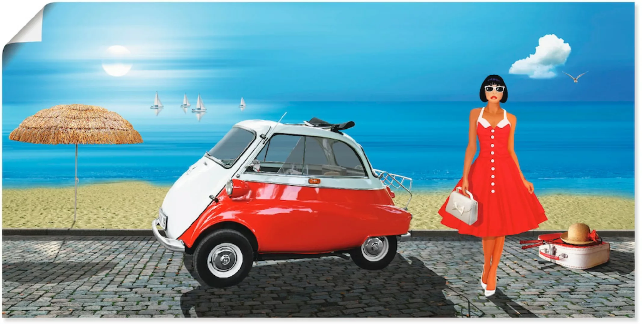 Artland Poster "Urlaub in den 60er Jahren", Frau, (1 St.), als Leinwandbild günstig online kaufen