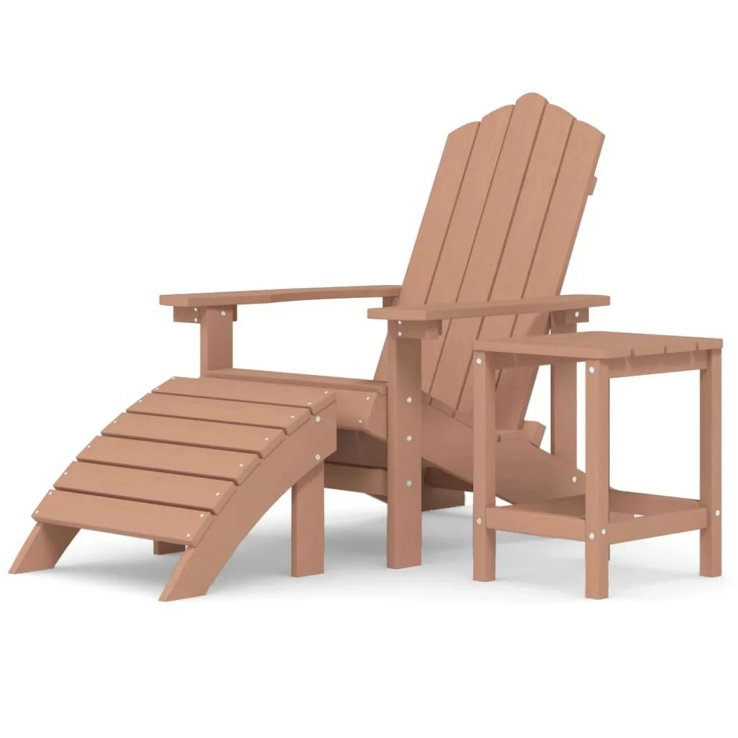 vidaXL Adirondack-Gartenstuhl mit Hocker & Tisch HDPE Braun günstig online kaufen