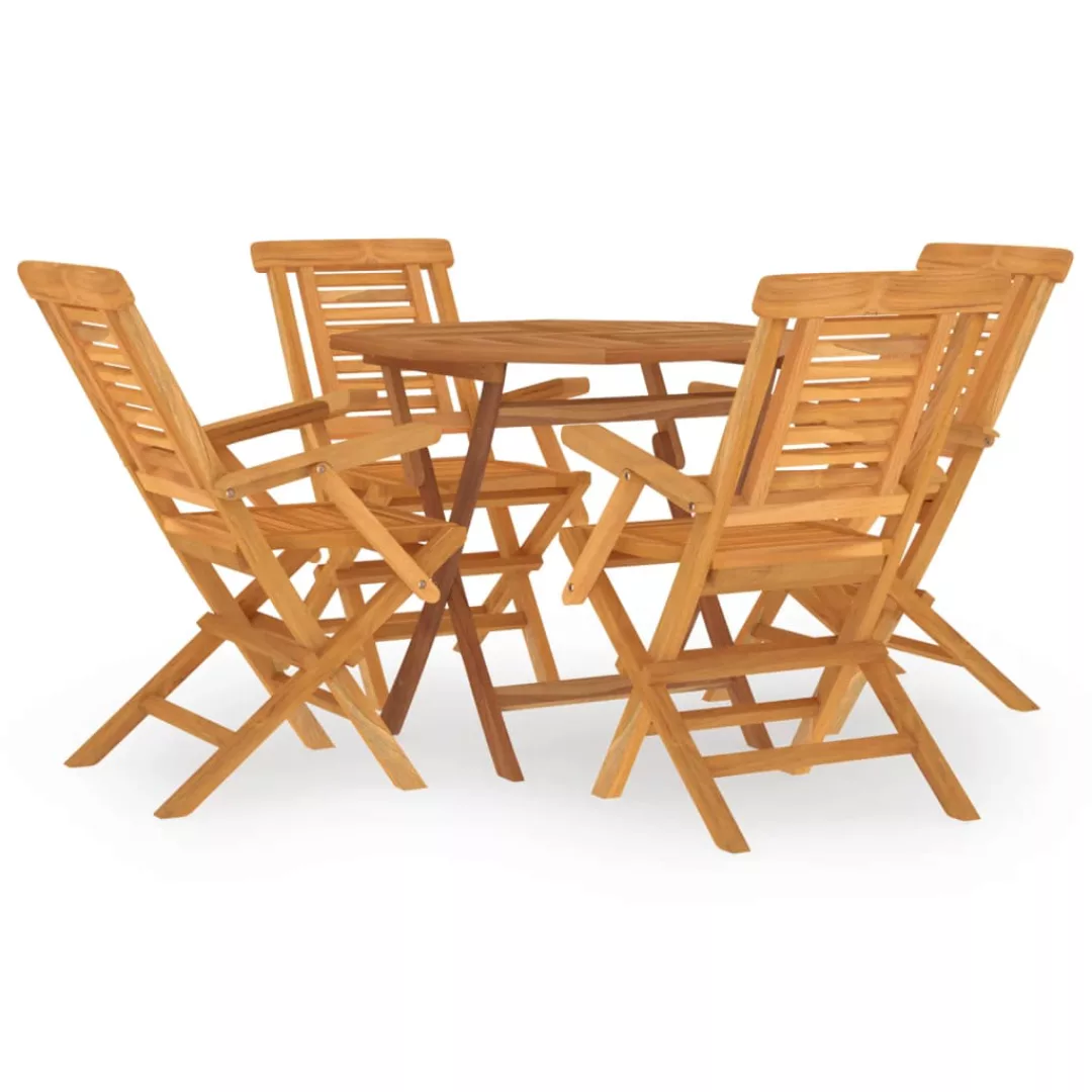 Vidaxl 5-tlg. Garten-essgruppe Massivholz Teak günstig online kaufen