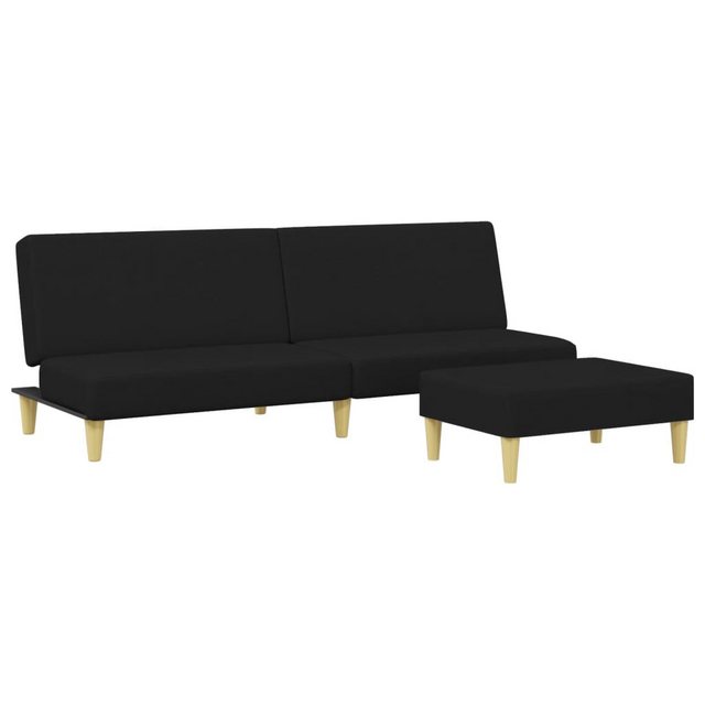 vidaXL Sofa Schlafsofa 2-Sitzer mit Fußhocker Schwarz Stoff günstig online kaufen