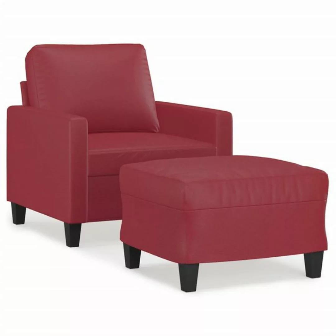 vidaXL Sofa Sessel mit Hocker Kunstleder, Rot günstig online kaufen