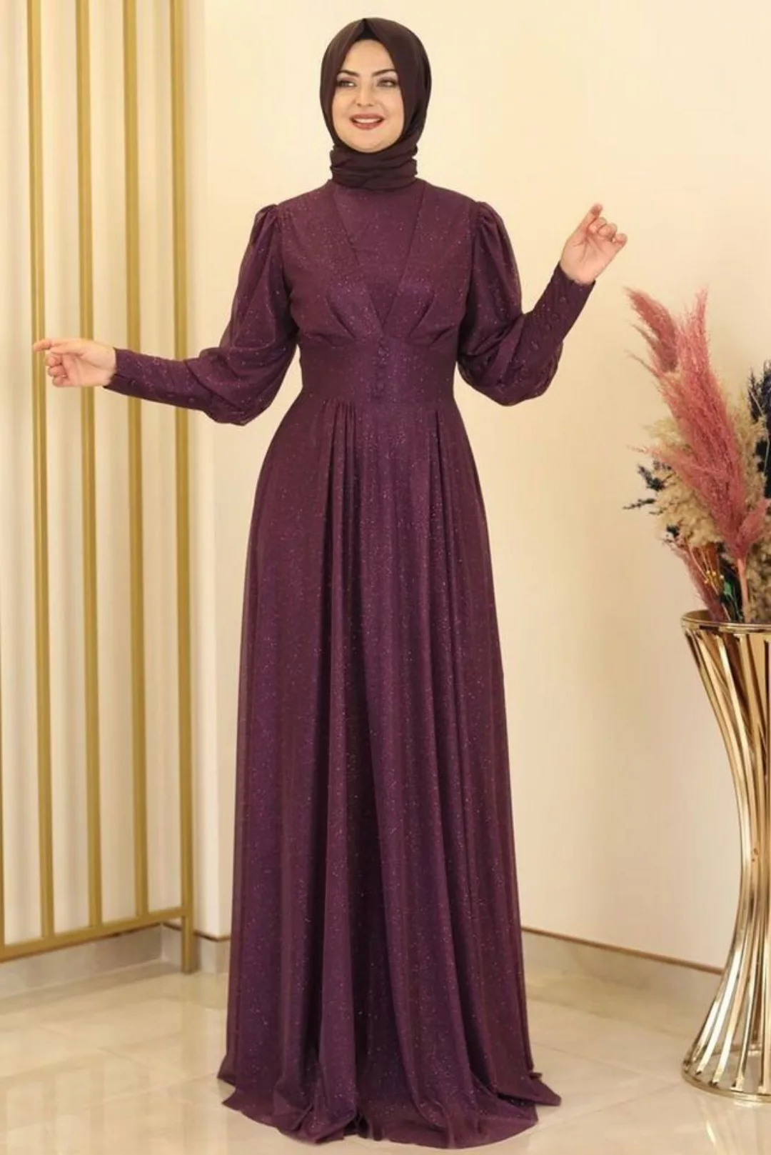 fashionshowcase Maxikleid Damen Abendkleid im Abaya-Stil - Modest Fashion m günstig online kaufen