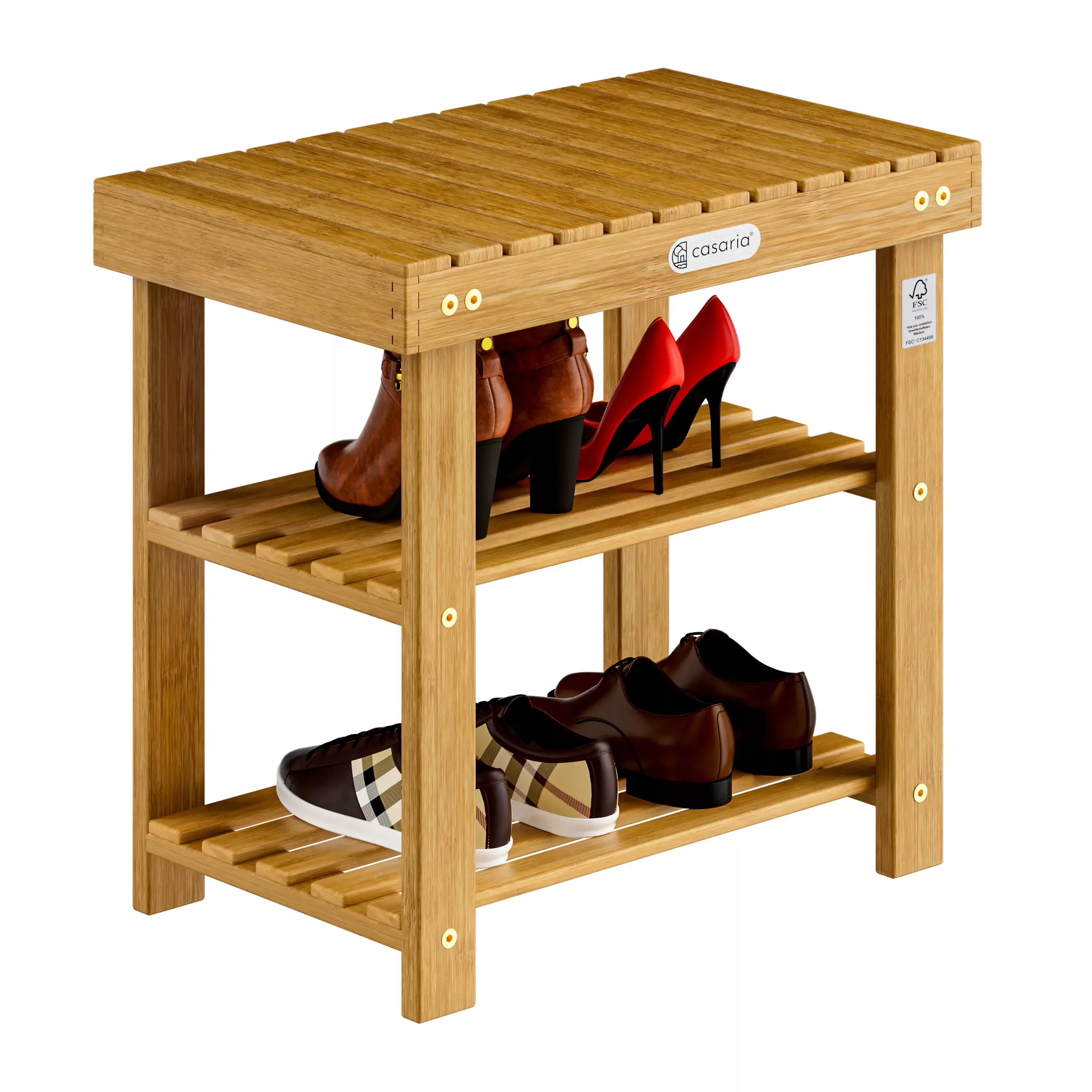 Schuhregal 2in1 Akazienholz FSC®-zertifiziert 50x33x46cm günstig online kaufen