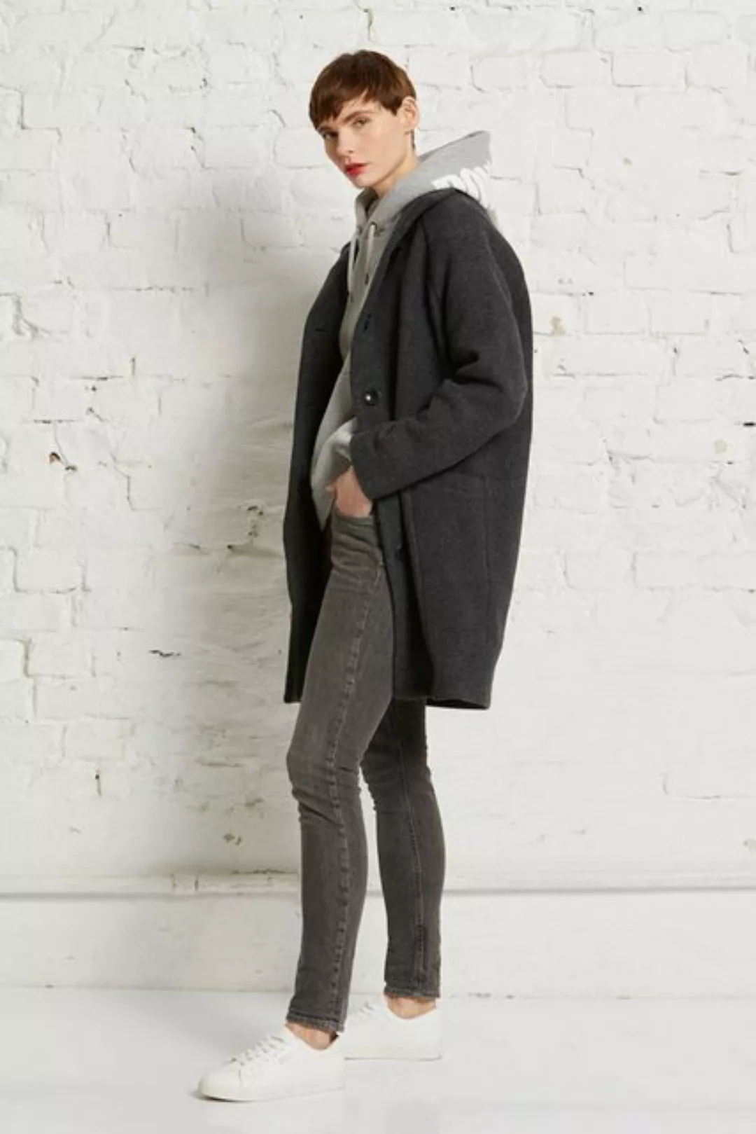 Damen Mantel Aus Schurwolle, "O-shape Coat" günstig online kaufen