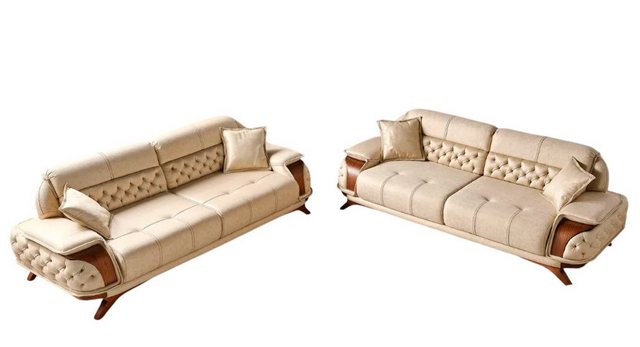 JVmoebel Sofa Stilvolles Modernes Sofa Set 3+3 – Beige Design für Wohnzimme günstig online kaufen