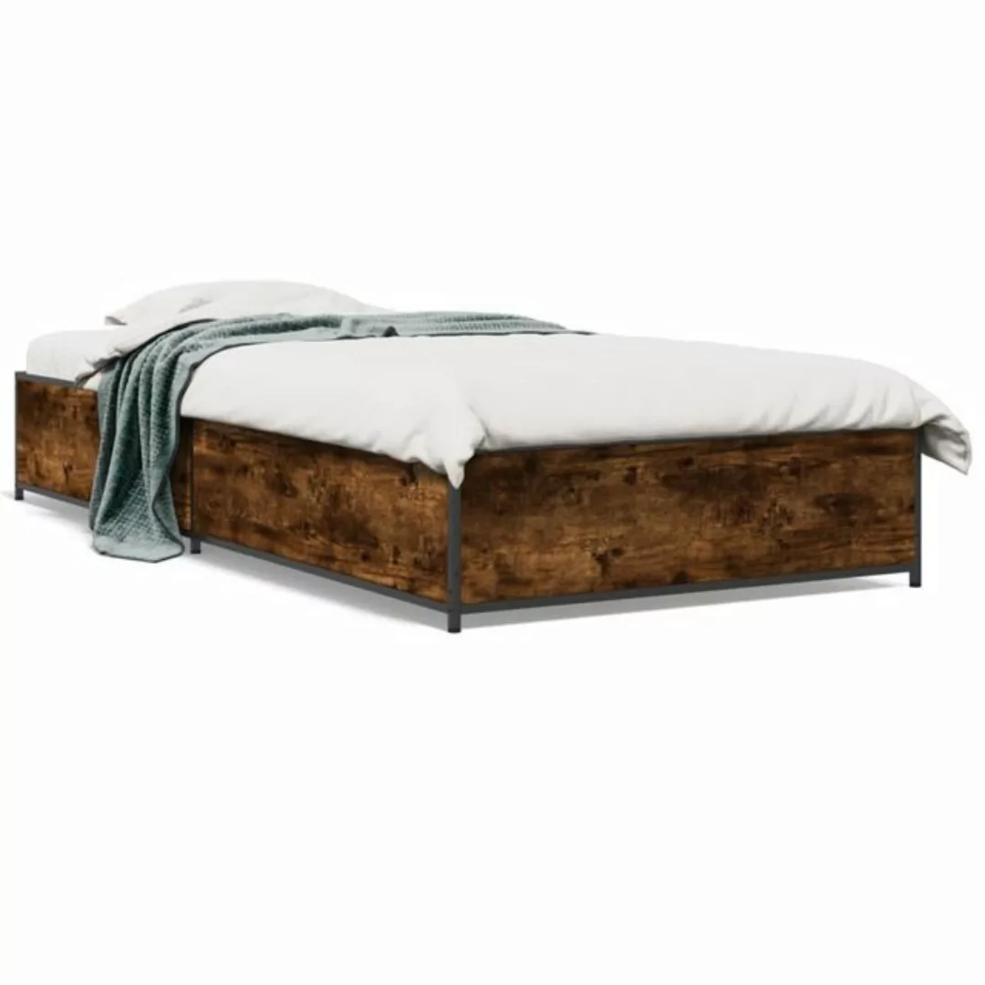 vidaXL Bett Bettgestell Sonoma-Eiche 90x190 cm Holzwerkstoff und Metall günstig online kaufen