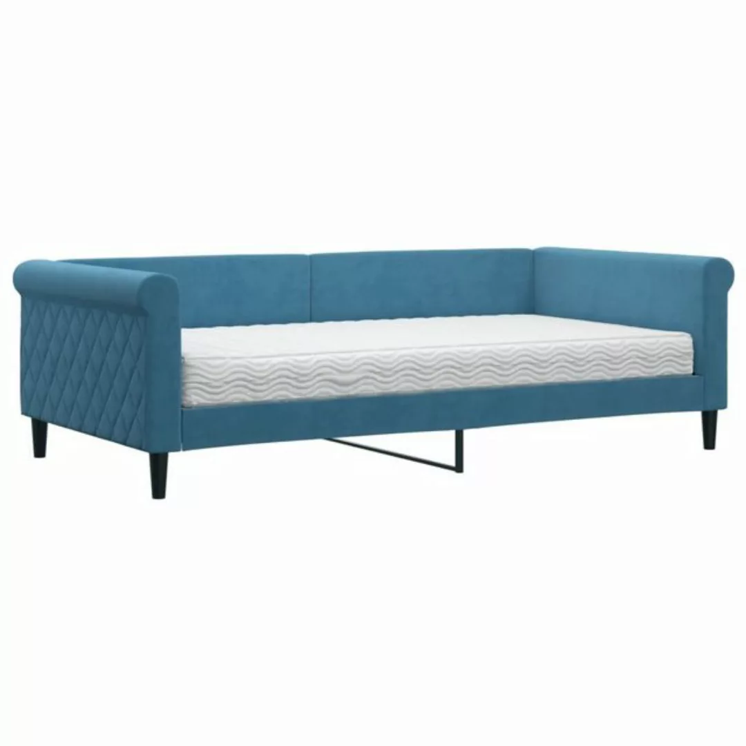 vidaXL Bett Tagesbett mit Matratze Blau 100x200 cm Samt günstig online kaufen