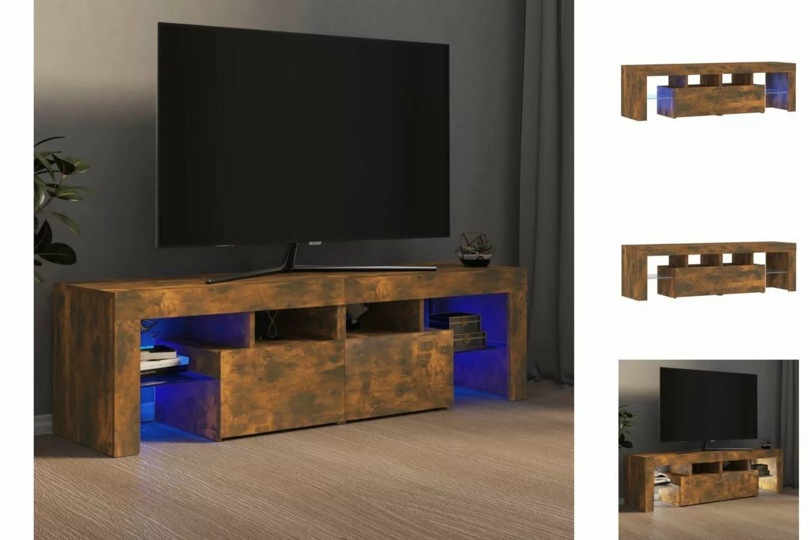 vidaXL TV-Schrank TV-Schrank mit LED-Leuchten Räuchereiche 140x36,5x40 cm L günstig online kaufen