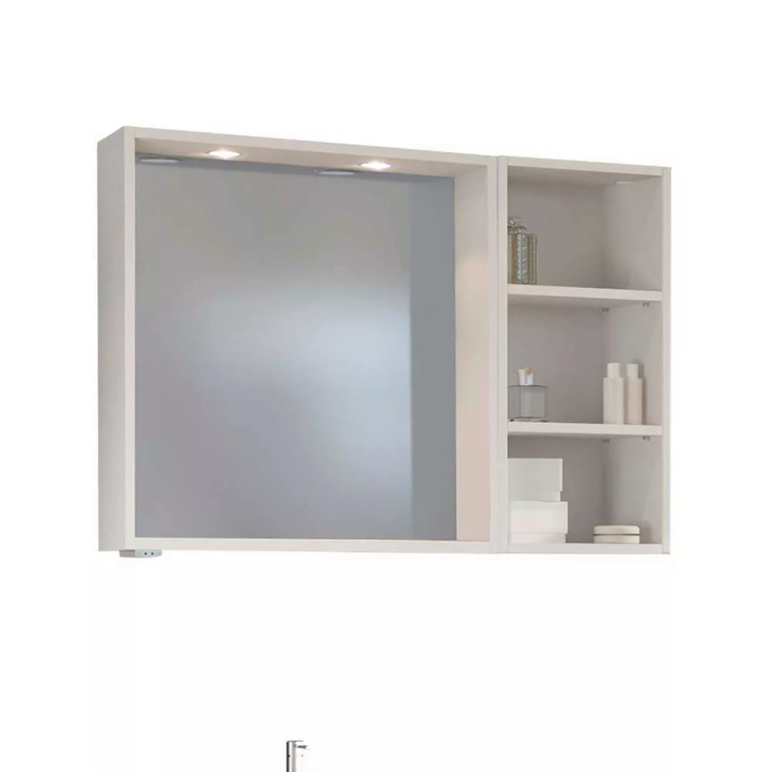 Badezimmer Möbel in Weiß und Wildeiche Dekor LED Beleuchtung (dreiteilig) günstig online kaufen