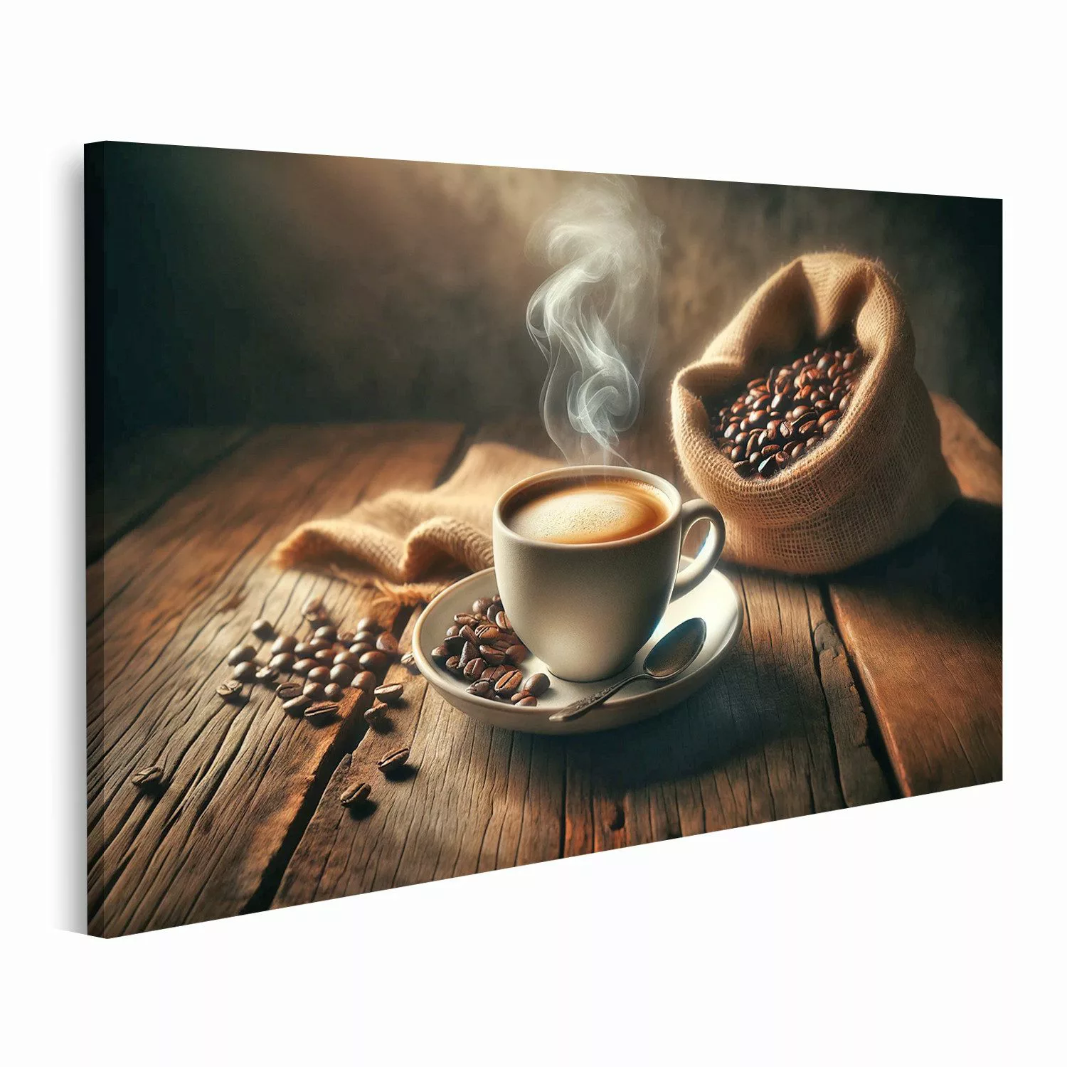 islandburner Leinwandbild Dampfende Kaffee cremige Oberfläche günstig online kaufen
