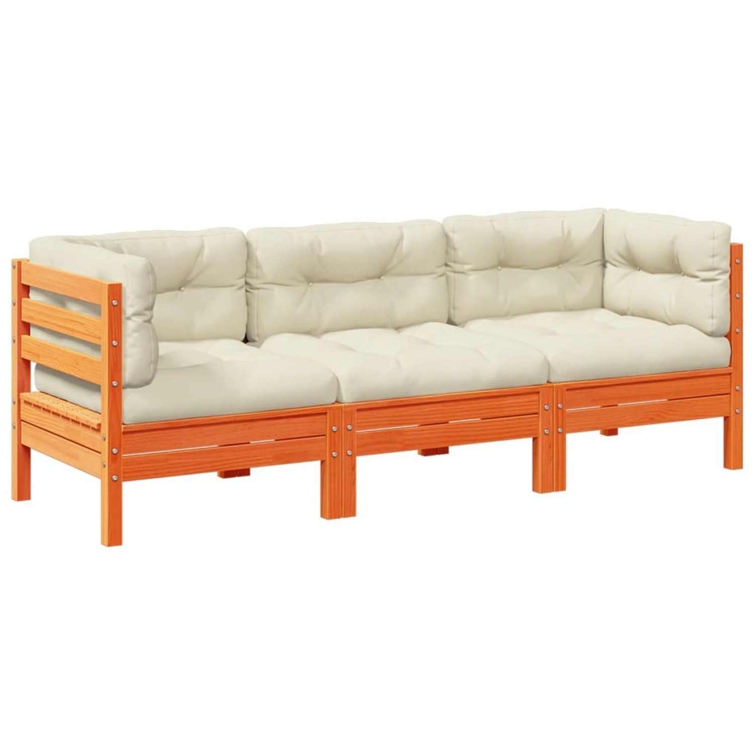 vidaXL 3-Tlg Garten-Sofagarnitur mit Kissen Wachsbraun Kiefernholz 3299272 günstig online kaufen