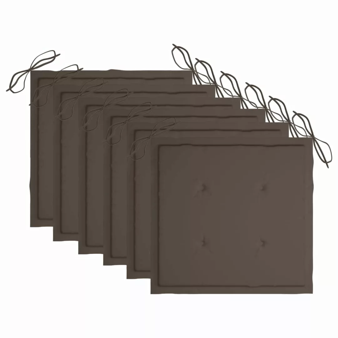 Gartenstuhl-sitzkissen 6 Stk. Taupe 50x50x4 Cm Stoff günstig online kaufen