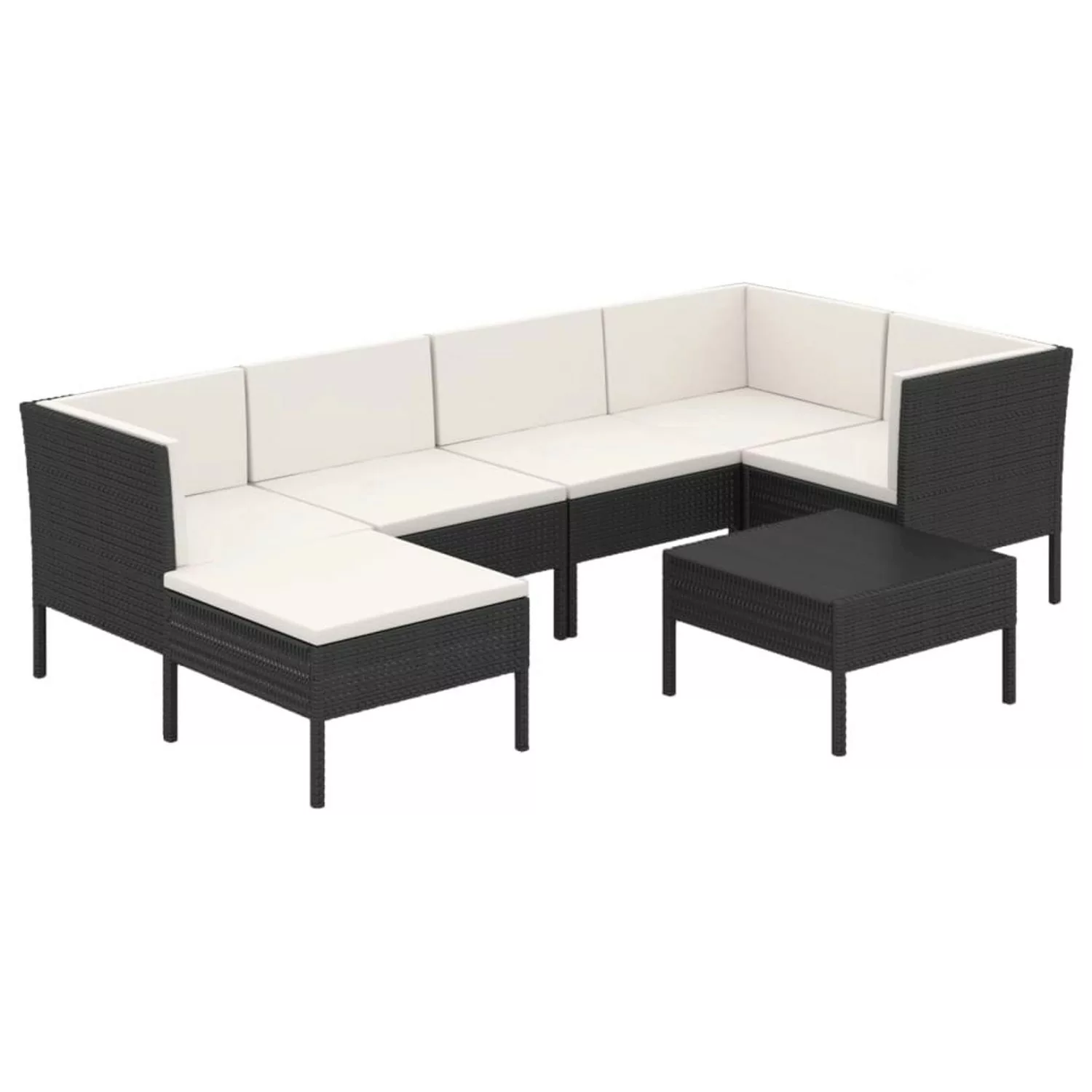 7-tlg. Garten-lounge-set Mit Auflagen Poly Rattan Schwarz günstig online kaufen