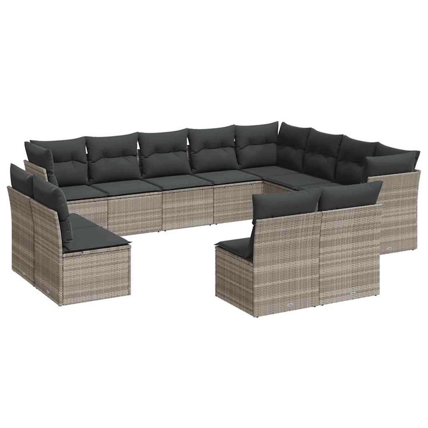 vidaXL 12-Tlg Garten-Sofagarnitur mit Kissen Hellgrau Poly Rattan 3218472 günstig online kaufen