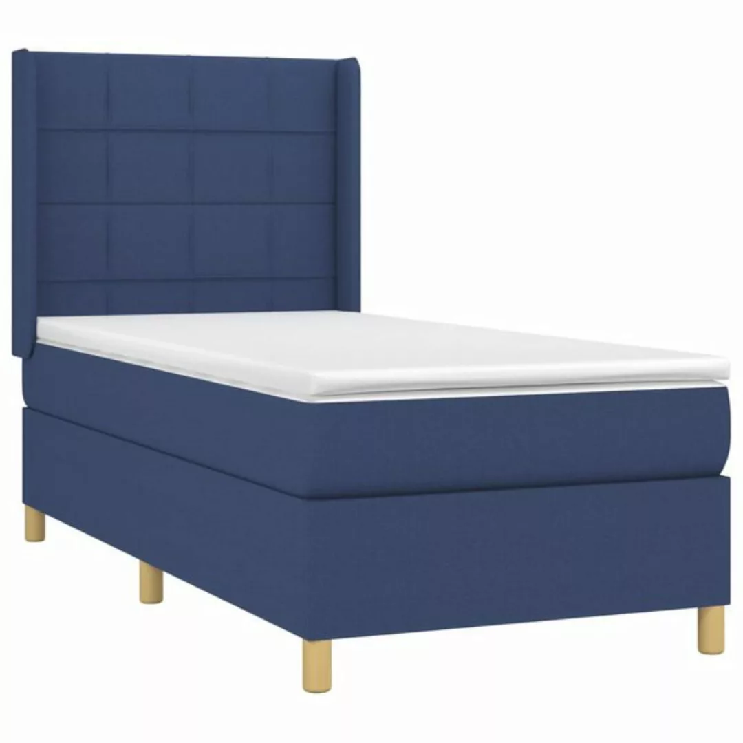 vidaXL Bett Boxspringbett mit Matratze Blau 90x190 cm Stoff günstig online kaufen