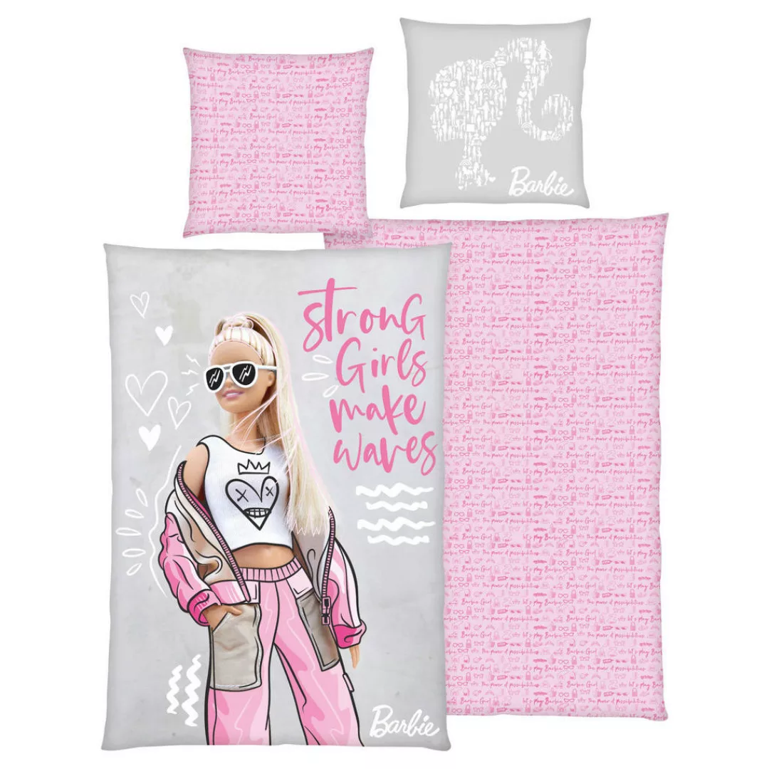 Baumwoll Wende Bettwäsche Barbie Renforce Multi Baumwolle B/L: ca. 135x200 günstig online kaufen