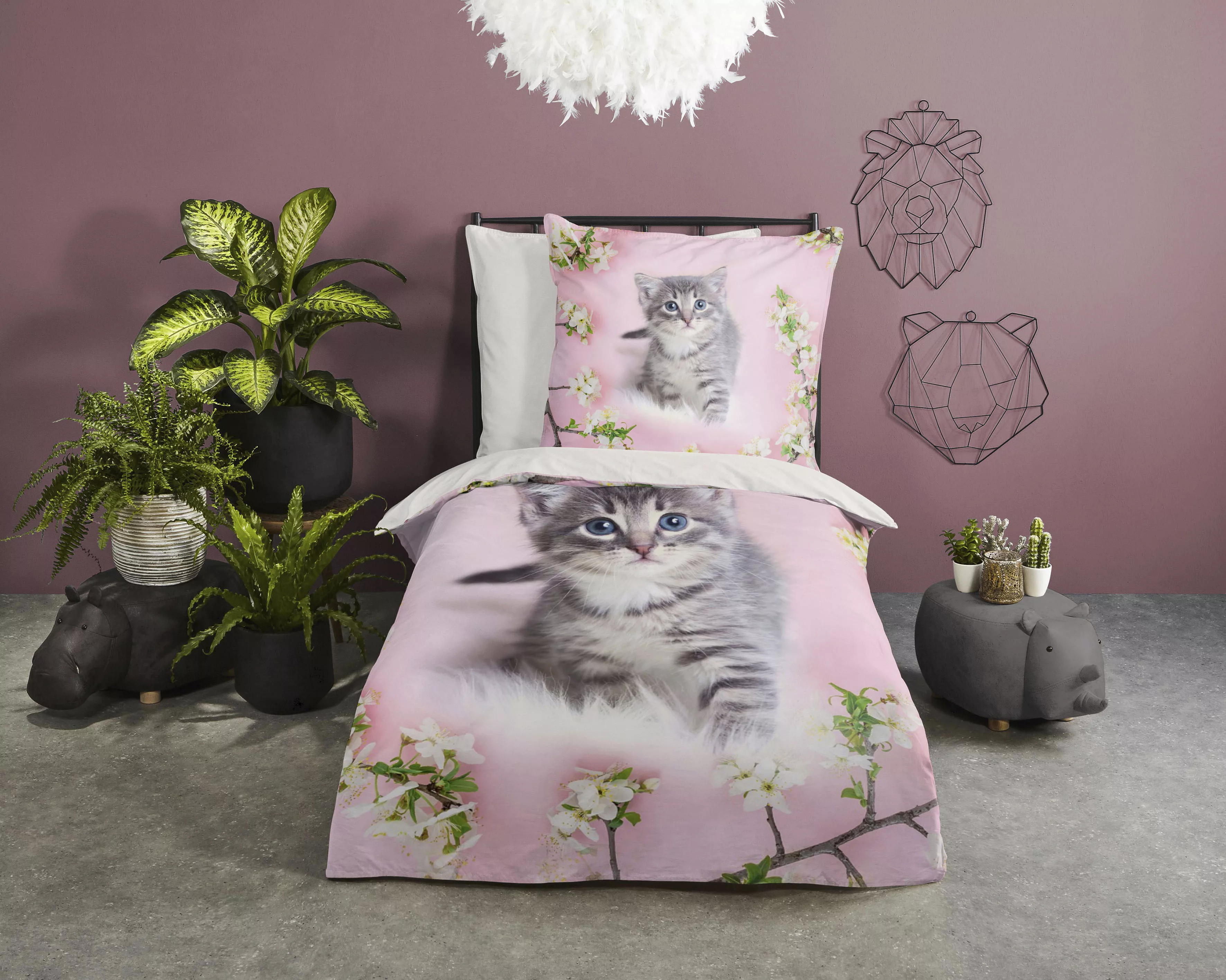 good morning Kinderbettwäsche »Pussycat«, Baumwolle, 135x200, Reißverschlus günstig online kaufen