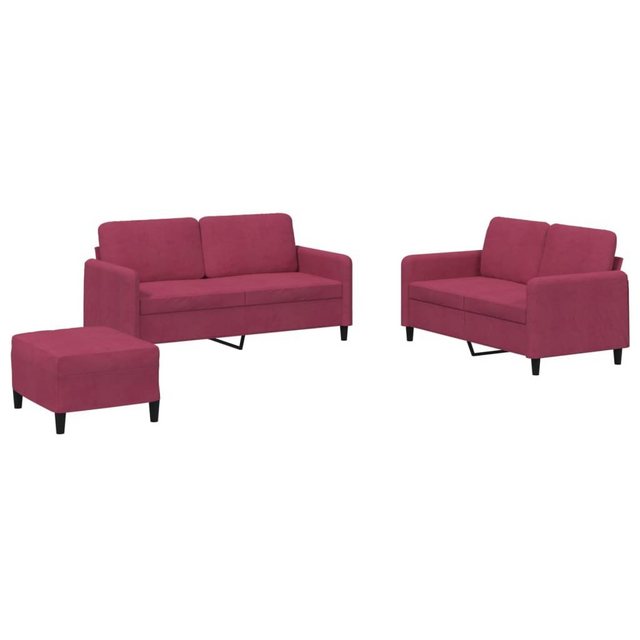 vidaXL Sofa 3-tlg. Sofagarnitur Weinrot Samt günstig online kaufen