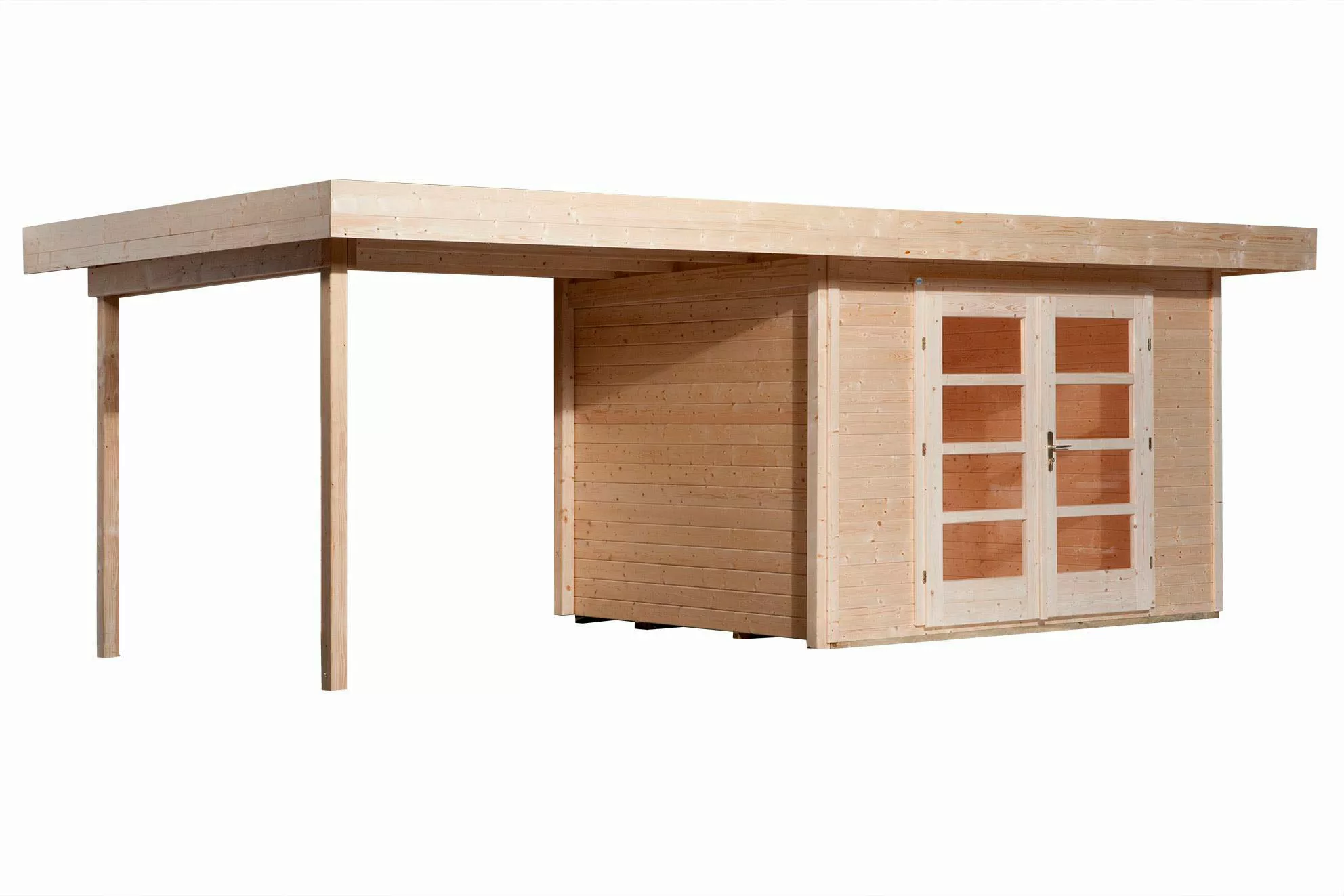 Weka Holz-Gartenhaus Flachdach Unbehandelt 590 cm x 375 cm günstig online kaufen