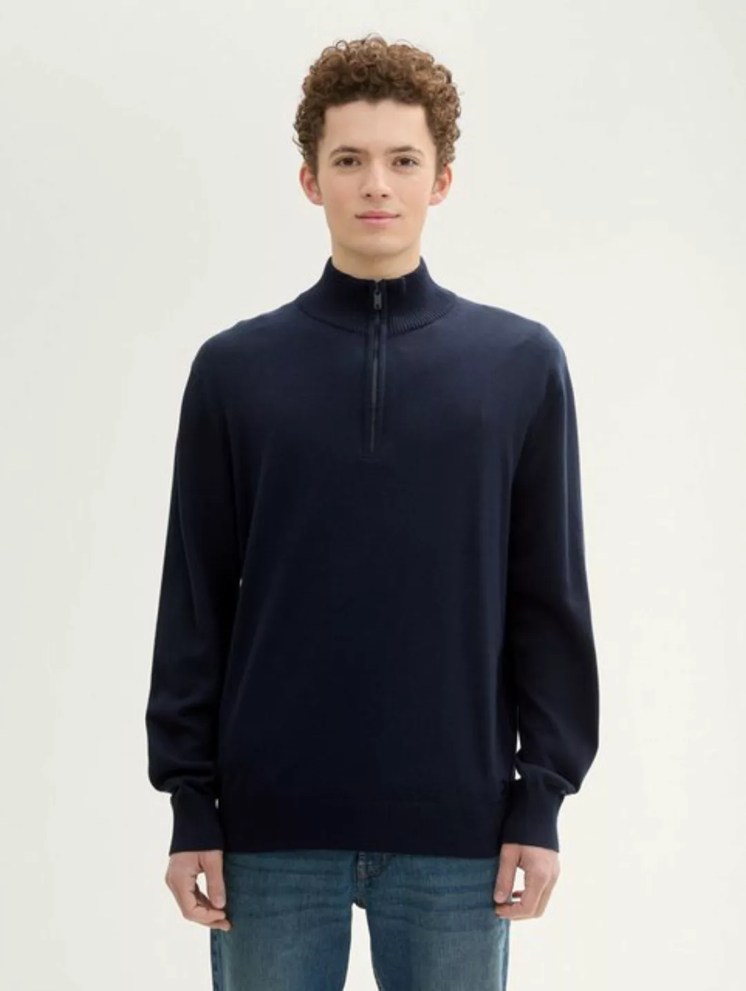 TOM TAILOR Denim Strickpullover Basic Strick Troyer günstig online kaufen