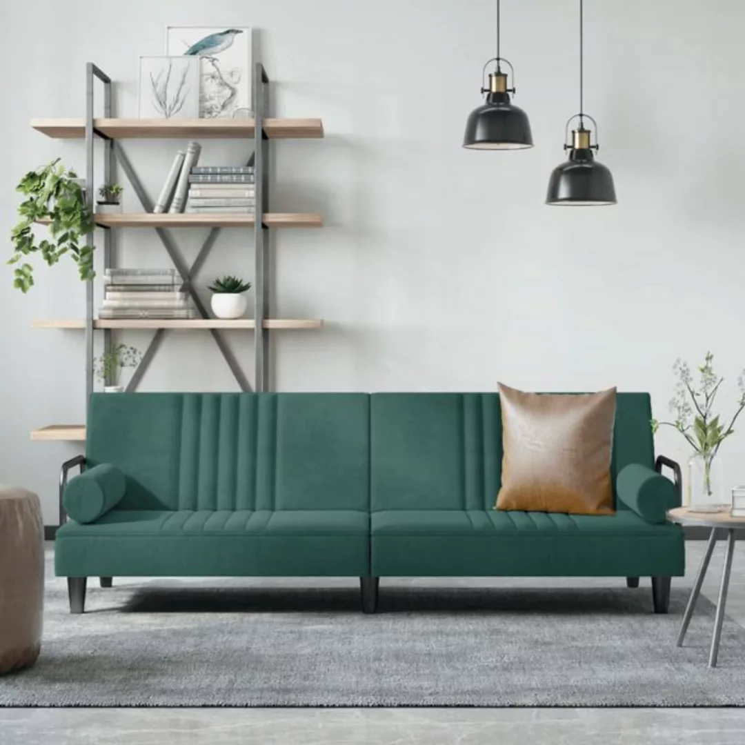 vidaXL Sofa Schlafsofa mit Armlehnen Dunkelgrün Samt Schlafcouch Couch Sofa günstig online kaufen