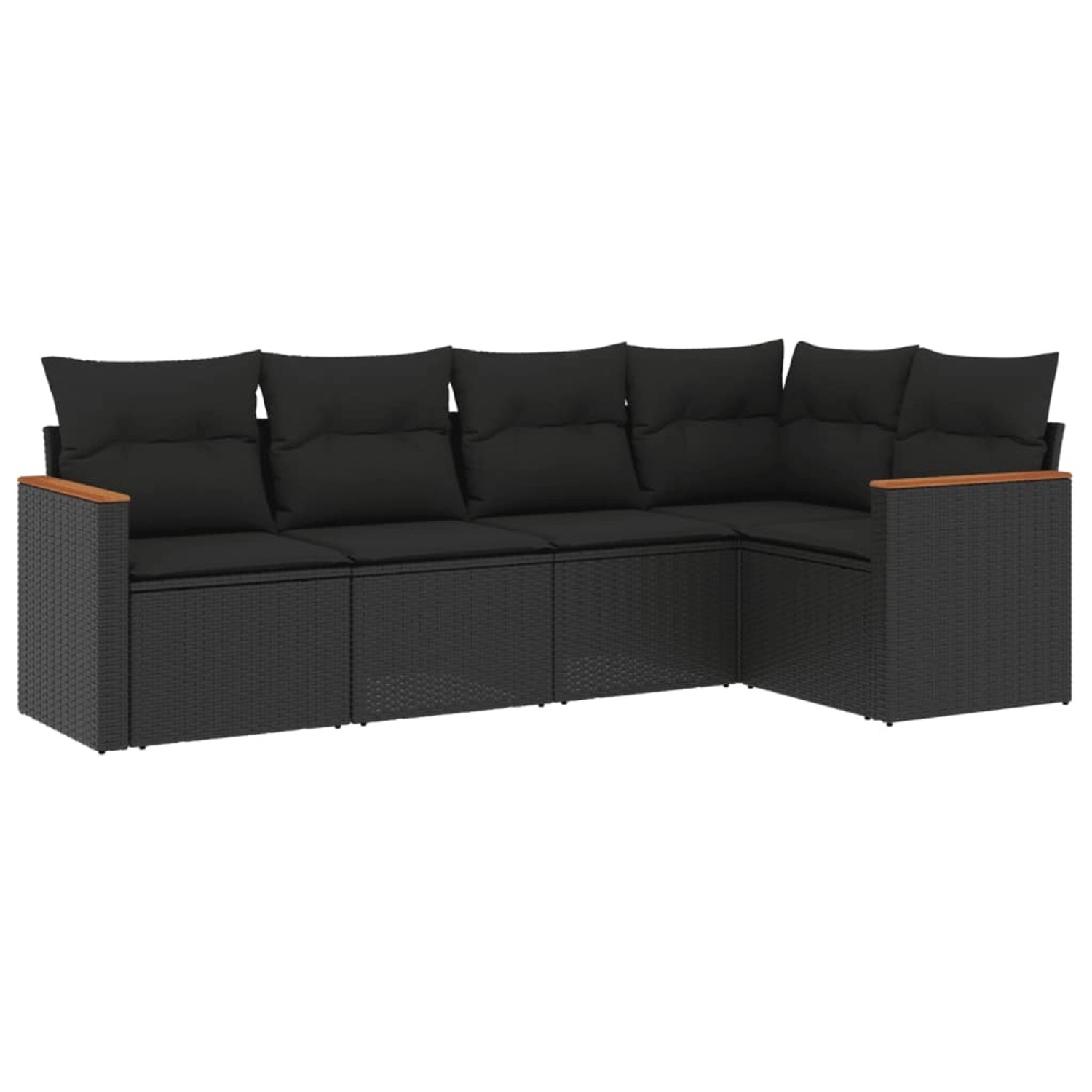 vidaXL 5-tlg Garten-Sofagarnitur mit Kissen Schwarz Poly Rattan Modell 126 günstig online kaufen