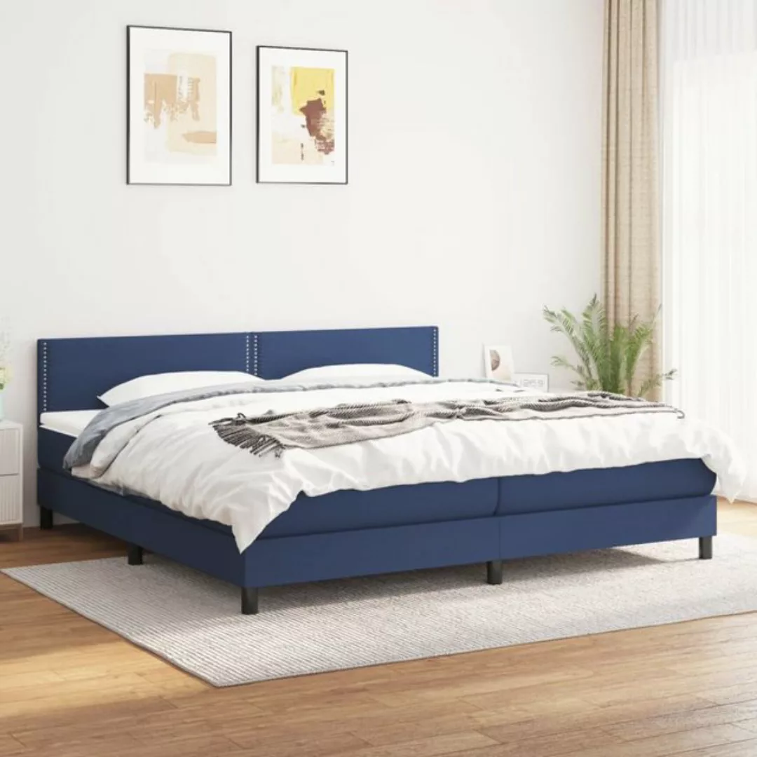 vidaXL Boxspringbett Boxspringbett mit Matratze Blau 200x200 cm Stoff Bett günstig online kaufen