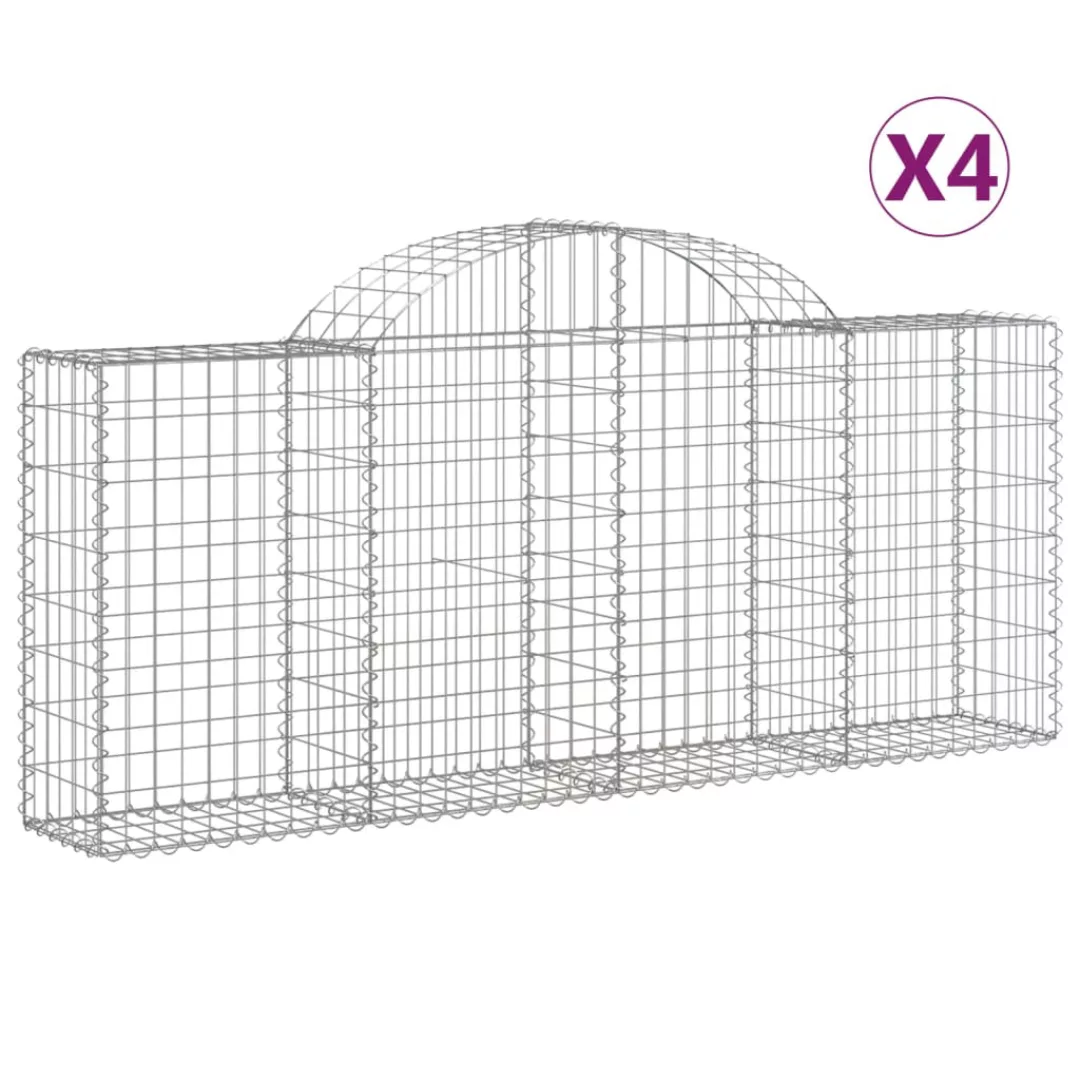 Vidaxl Gabionen Mit Hochbogen 4 Stk. 200x30x80/100 Cm Verzinktes Eisen günstig online kaufen