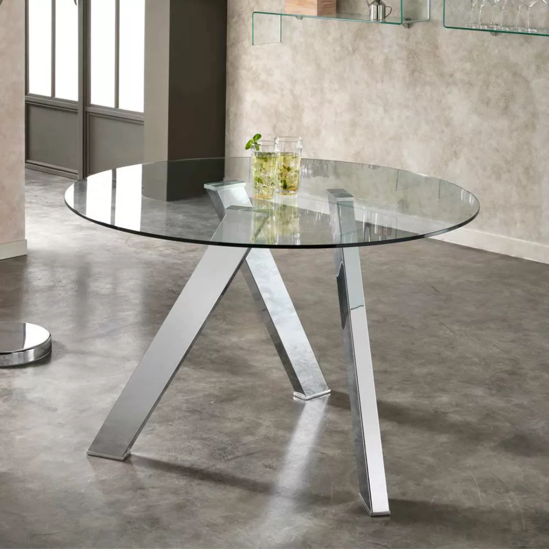 Runder Esstisch mit Glasplatte 120 cm breit günstig online kaufen
