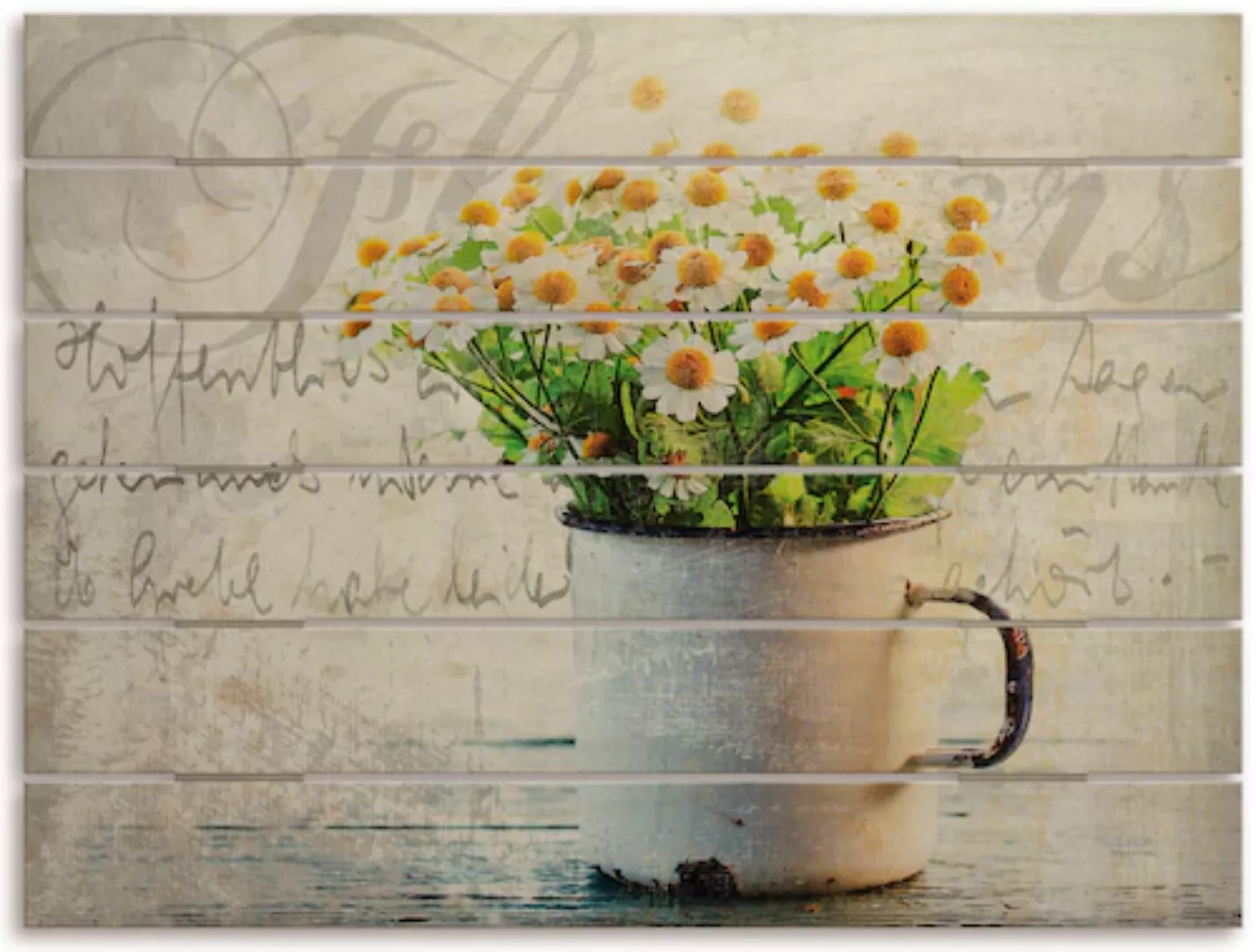 Artland Holzbild "Frühlingsgarten mit Gänseblümchen", Blumenbilder, (1 St.) günstig online kaufen