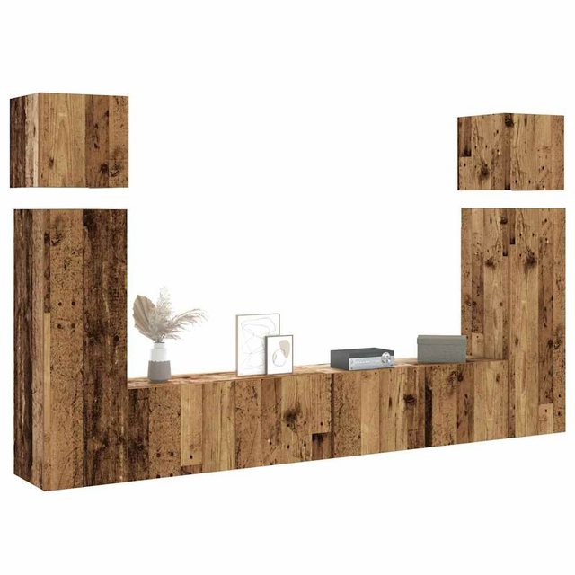 vidaXL Schrankmodule 8-tlg. TV-Schrank-Set Wandmontage Altholz-Optik Holzwe günstig online kaufen