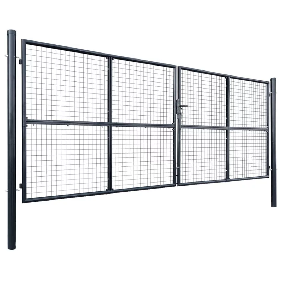 Mesh-gartentor Verzinkter Stahl 400 X 150 Cm Grau günstig online kaufen