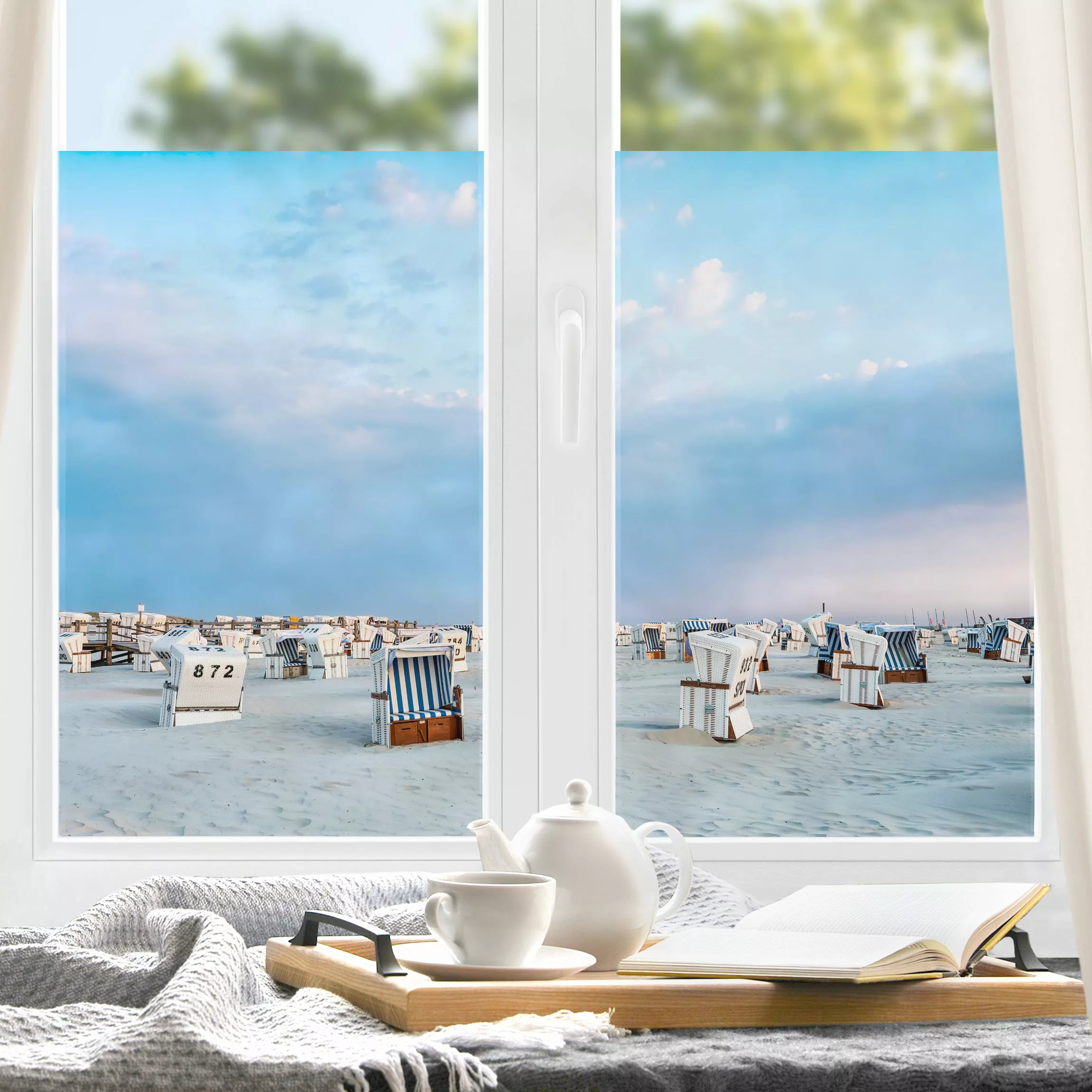 Fensterfolie Strandkörbe an der Nordsee günstig online kaufen