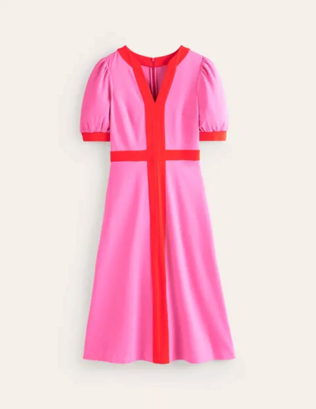 Petra Ponte-Kleid mit Puffärmeln Damen Boden, Sangria Sunset Pink günstig online kaufen