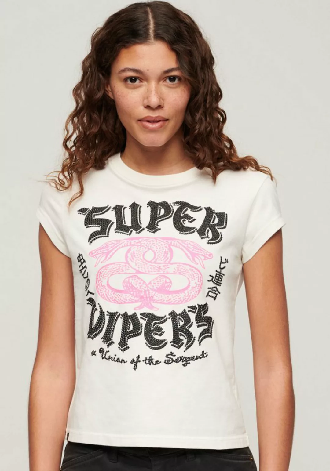 Superdry Kurzarmshirt EMBELLISHED POSTER CAP SLV TEE günstig online kaufen