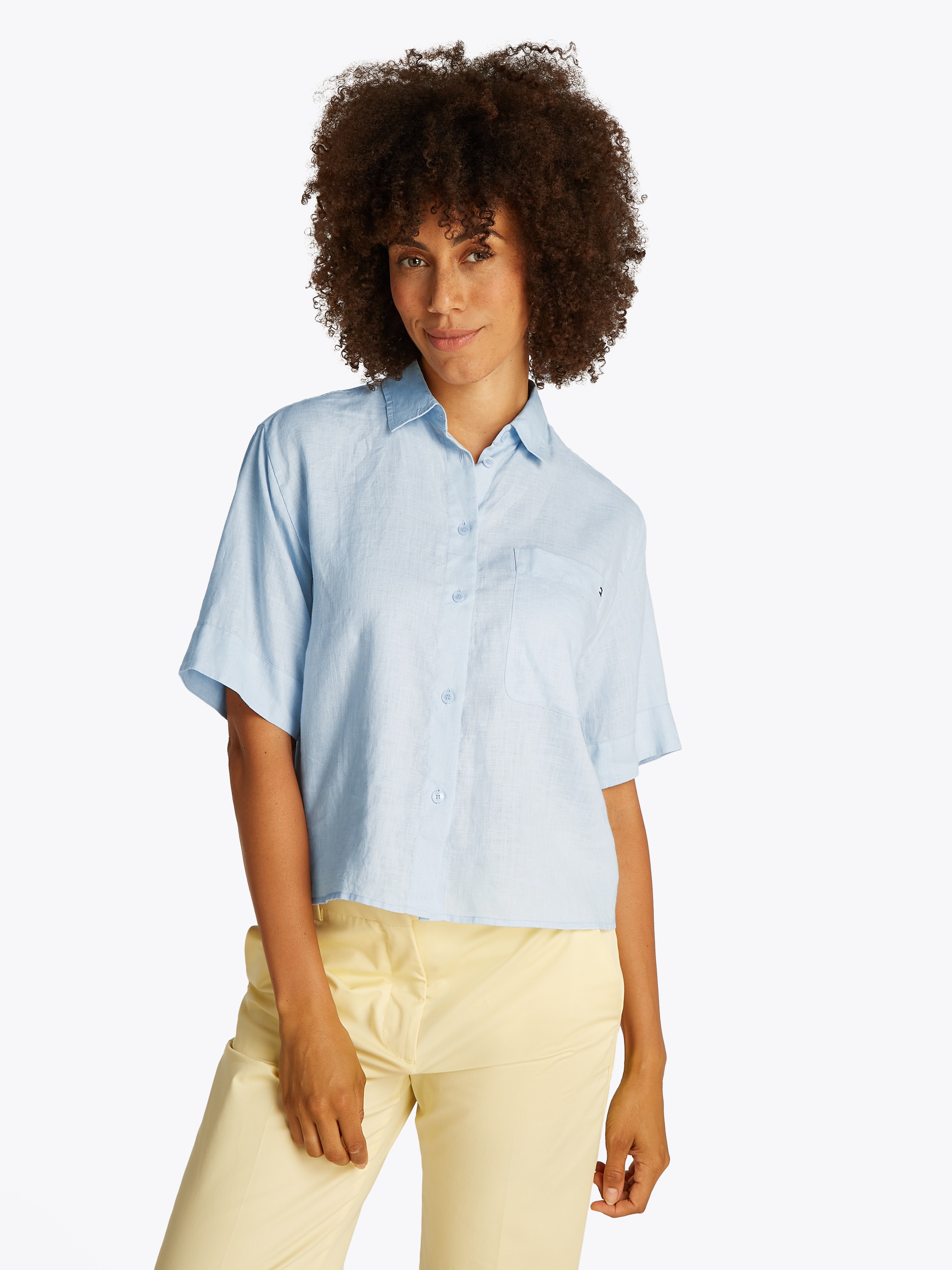 Tommy Hilfiger Kurzarmshirt "ESS LINEN RELAXED S/S SHIRT", mit Brusttasche, günstig online kaufen