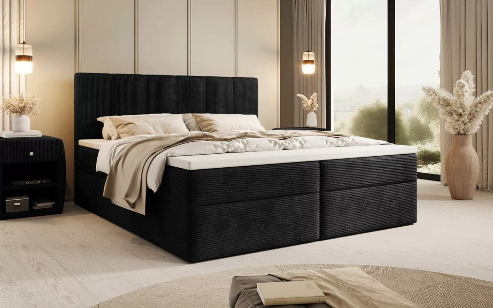 Luxusbetten24 Boxspringbett Aurelia Cord, mit Stauraum günstig online kaufen
