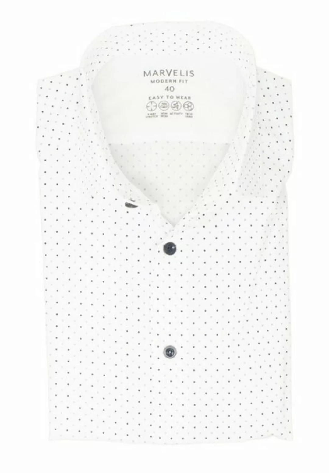 MARVELIS Businesshemd Easy To Wear Hemd - Modern Fit - Langarm - Punkte - W günstig online kaufen