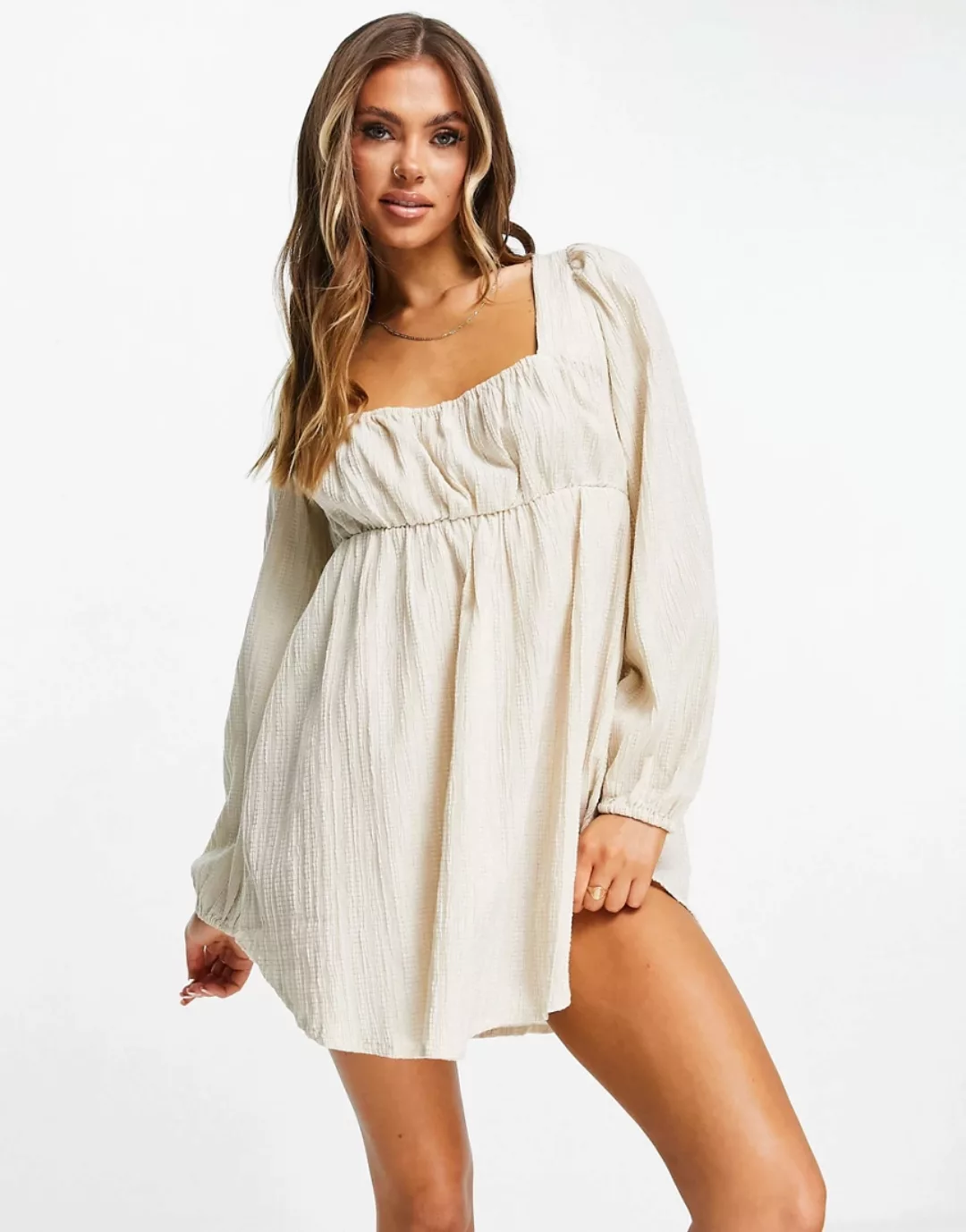 ASOS DESIGN – Strandkleid im Milchmädchen-Stil mit eckigem Ausschnitt in He günstig online kaufen
