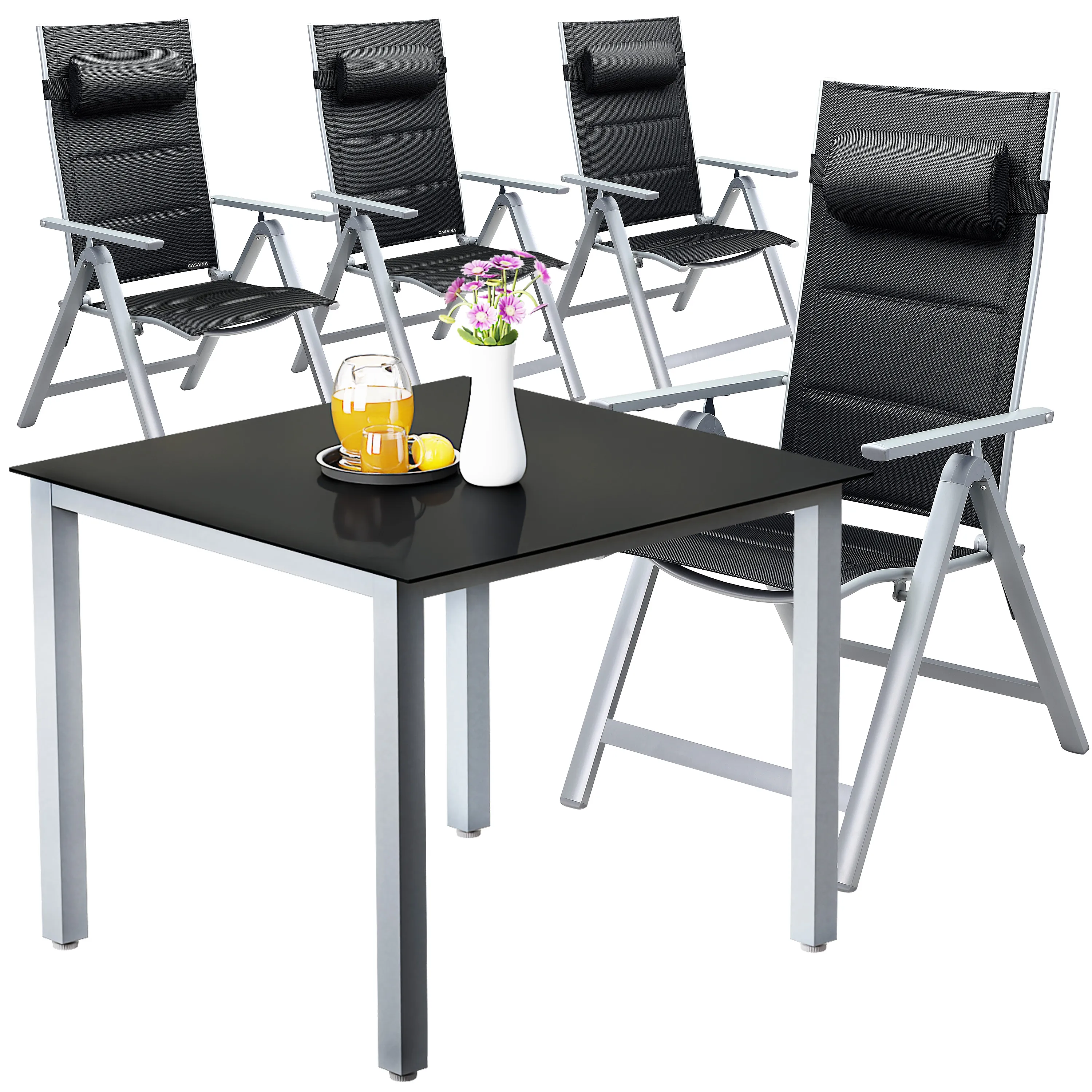 Garten-Sitzgruppe Bern Premium 5-tlg Silber Alu günstig online kaufen