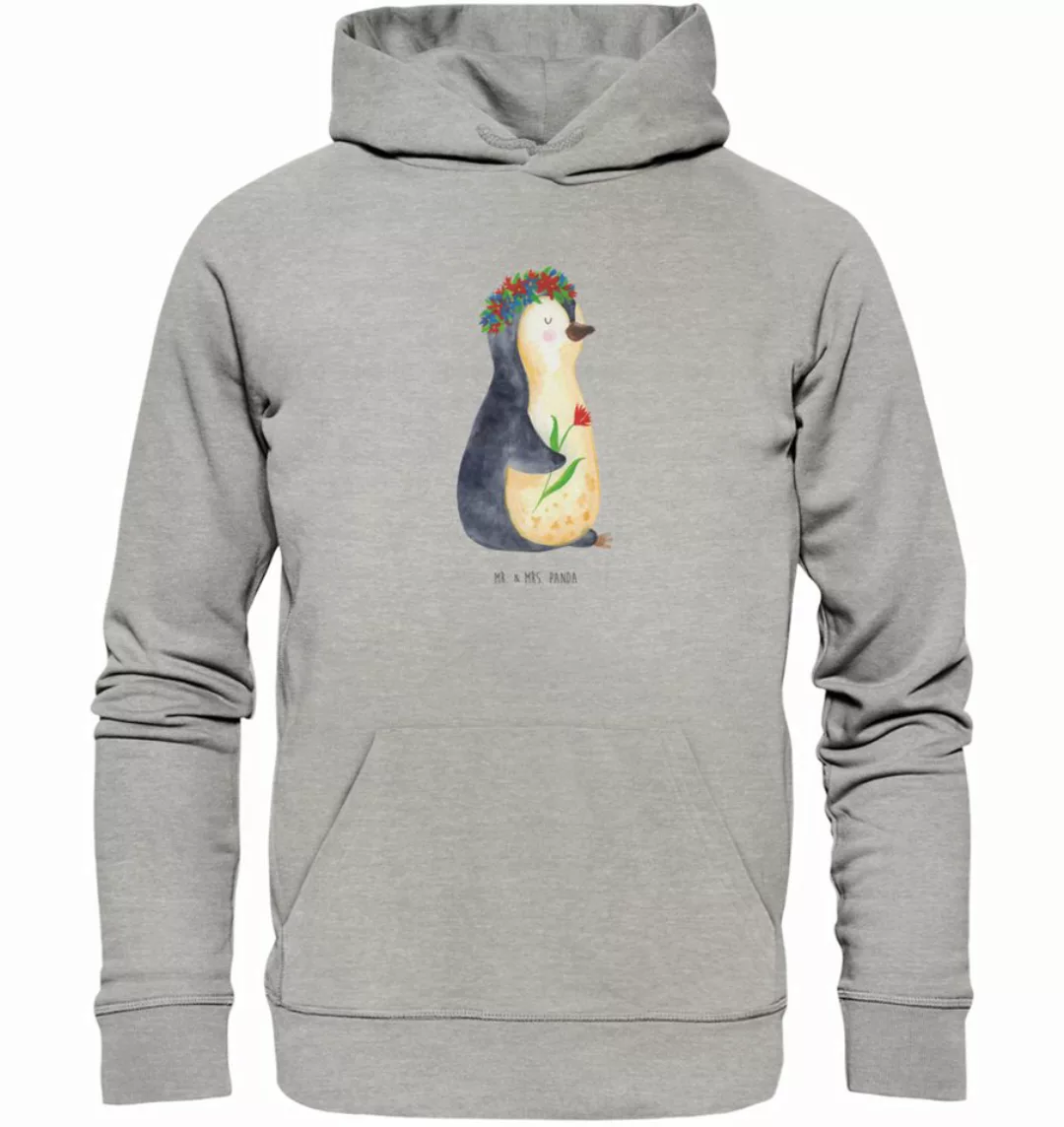 Mr. & Mrs. Panda Hoodie Größe L Pinguin Blumen - Heather Grey - Geschenk, L günstig online kaufen