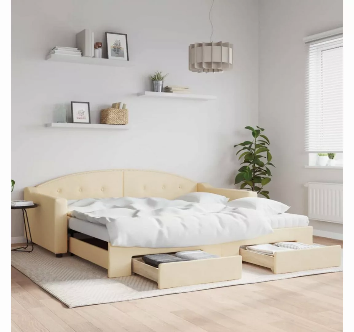 vidaXL Gästebett Gästebett Tagesbett Ausziehbar mit Schubladen Creme 100x20 günstig online kaufen