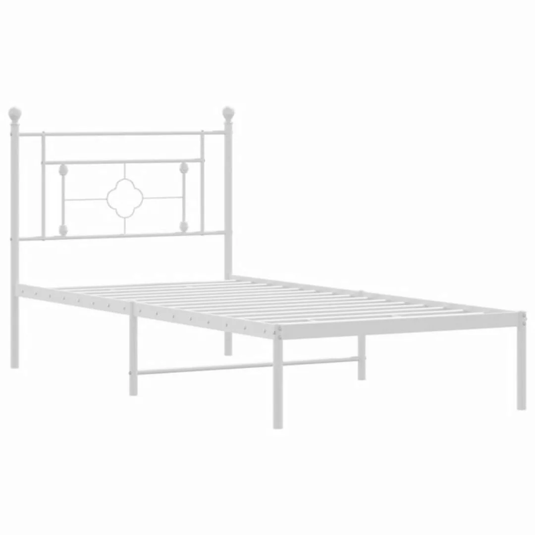 vidaXL Bettgestell Bettgestell mit Kopfteil Metall Weiß 90x190 cm Bett Bett günstig online kaufen