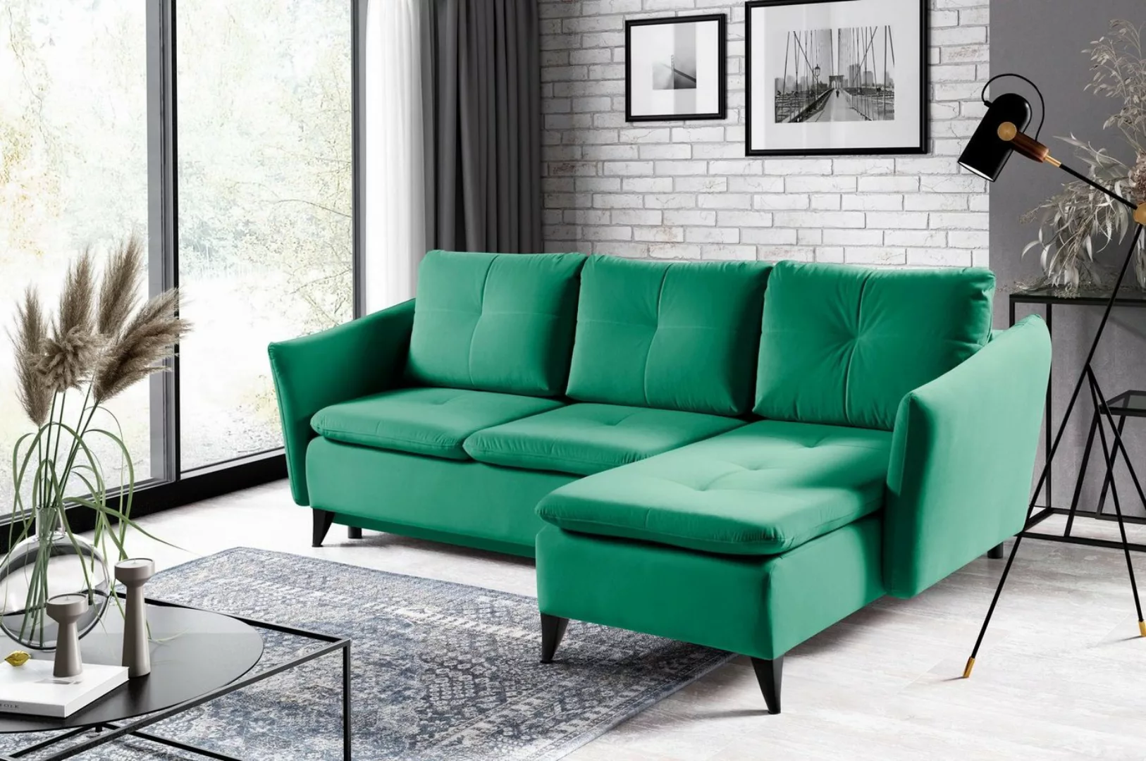 WERK2 Ecksofa Vesuv L-Form, Moderne Eckcouch mit losen Rückenkissen, Sofa m günstig online kaufen