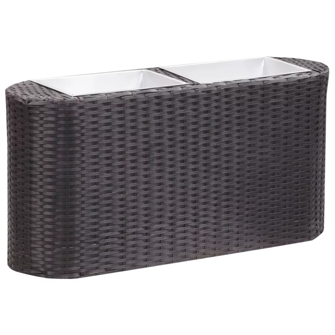 Garten-hochbeet 80x25x40cm Poly Rattan Schwarz günstig online kaufen