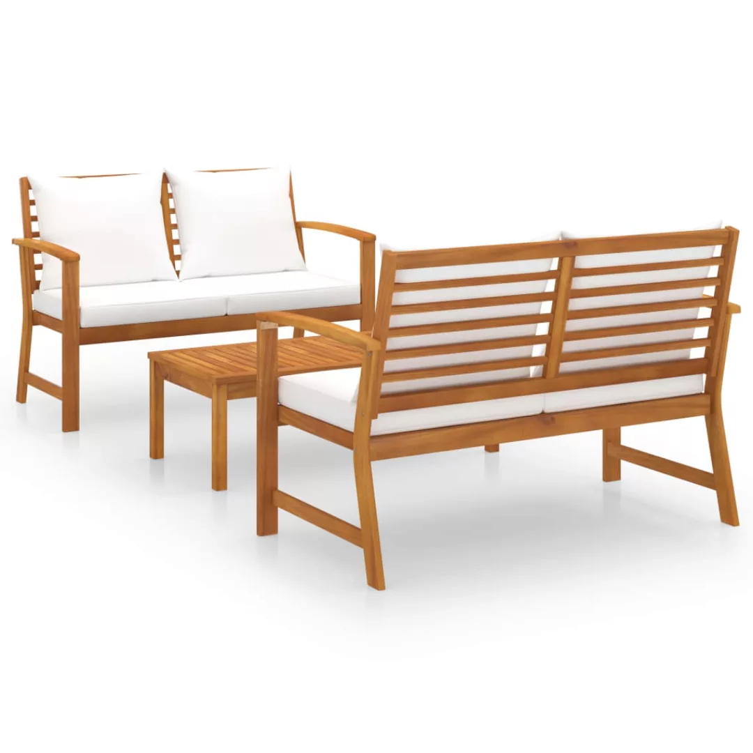 3-tlg. Garten-lounge-set Mit Auflagen Massivholz Akazie günstig online kaufen