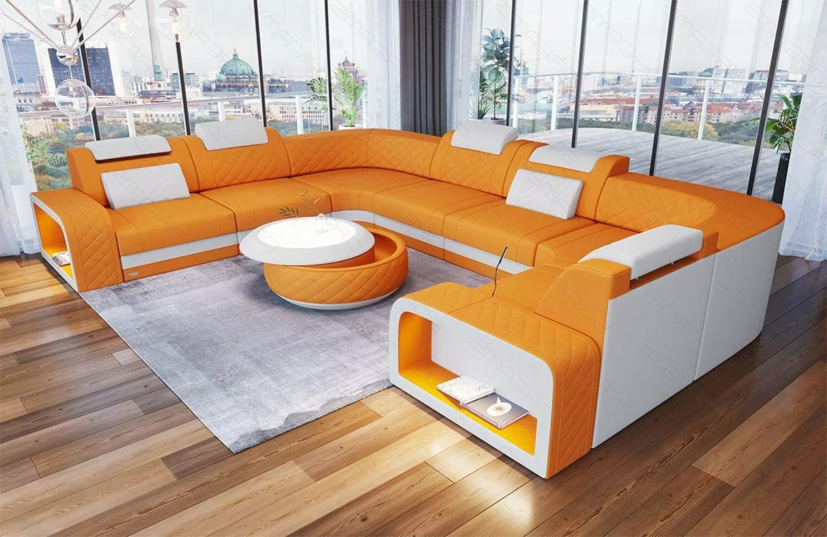 Sofa Dreams Wohnlandschaft Polster Stoffsofa Couch Stoff Sofa Foggia U Form günstig online kaufen