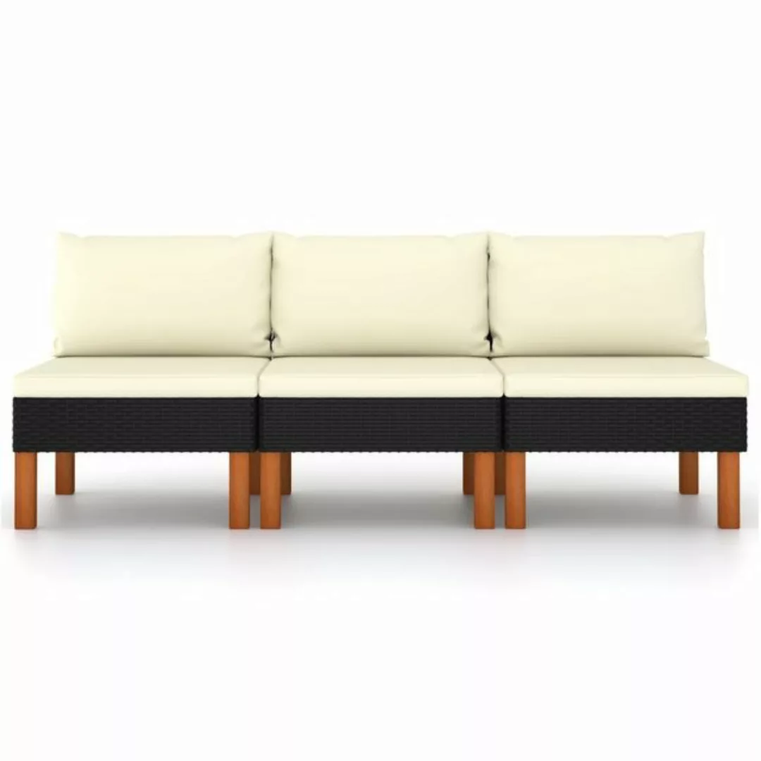 Mittelsofas 3 Stk. Poly Rattan Und Eukalyptus Massivholz günstig online kaufen