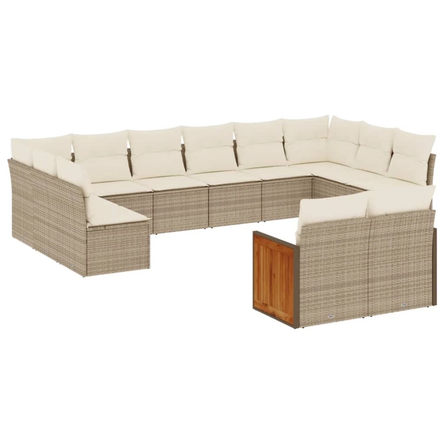 vidaXL 12-Tlg Garten-Sofagarnitur mit Kissen Beige Poly Rattan 3260525 günstig online kaufen