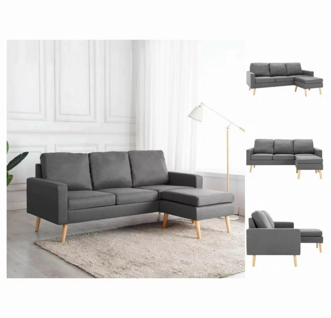 vidaXL Sofa 3-Sitzer-Sofa mit Hocker Hellgrau Stoff Couch günstig online kaufen